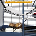 2 Pack Cat Hammock for Cage, Catio Accessories Reversible Soft Cats Bed with Adjustable Straps and Hooks Double-sided Linen and Fleece Hanging Hammock for Cats, Kitten(Zebra and Cat Paw Print,M)