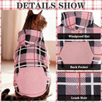 EXPAWLORER Plaid Cat Hoodie - British Style Warm Cat Sweater Shirt with Leash Hole,Pet Clothes Outfits,Winter Coat Apparel for Puppy Cats Girl Boy-Kitten Apparel,Pink S