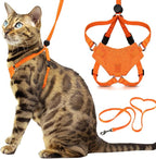 Houdini™ Escape Proof Cat Harness and Leash Set by OutdoorBengal – Orange, Large Cat Harness for Walking Big Cats