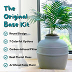 Good Pet Stuff Hidden Litter Box Planter, Decorative Cat Litter Enclosure with Carbon Filter, Artificial Plant, Easy Clean, Indoor Design, Original Round Style, Base Kit, Stone Gray