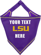 NCAA LSU Tigers Personalized Tie Bandana for Dogs & Cats, Size Large/X-Large. Custom Dog Bandana Scarf Bib for Pet Cat Dog. The Ultimate Game-Day & Party Customizable Bandana