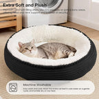 Love's cabin Round Donut Cat and Dog Cushion Bed, 20in Pet Bed for Cats or Small Dogs, Anti-Slip & Water-Resistant Bottom, Super Soft Durable Fabric Pet beds, Washable Luxury Bed Black Stripe