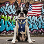 Cool Dog Jean Jacket Vest with D-Ring Blue Denim Dogs Hoodies Outfits for Small Medium Dogs Cats Boy Male Dog Clothes Costume Dogggie Puppy Harness Coat for Frenchie Walking(Grey Hat,L)