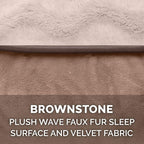 Furhaven Memory Foam Dog Bed for Large Dogs w/ Removable Bolsters & Washable Cover, For Dogs Up to 125 lbs - Plush & Velvet Waves Perfect Comfort Sofa - Brownstone, Jumbo Plus/XXL