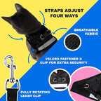 Travel Cat Harness and Leash Set - Adjustable Fit Mesh Cat Harness and Reflective Strap - Comfort Walking Vest for Kitten for Outdoor Walking, Hiking (Medium, Black)
