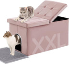 MEEXPAWS Cat Litter Box Enclosure Furniture Hidden Extra Large, Lift Design Lid Velvet Cat Washroom Bench Storage Cabinet | 35.4x19.7x19.7 in | Dog Proof|Urine Proof Inside|Quick Assembly| Easy Clean