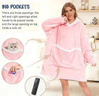 Wearable Blanket Hoodie with Giant Pocket, Soft Warm Sherpa Fleece Oversized Blanket Sweatshirt Gifts for Women Men
