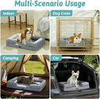 Cooling Dog Bed for Large Medium Size Dogs, Q-Max >0.4 Summer Cool Orthopedic Pet Sofa Bed with Sides, Bolster Anti-Slip Couch with Washable Removable Cover, L 36x27x6.5 inch, Dark Grey