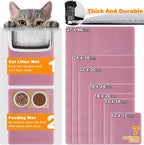 Waterproof Cat Litter Mat, Double Layer EVA, Odor-Free Large Grid, Urine Proof, Easy Cleanup (Pink, 12 x 18)