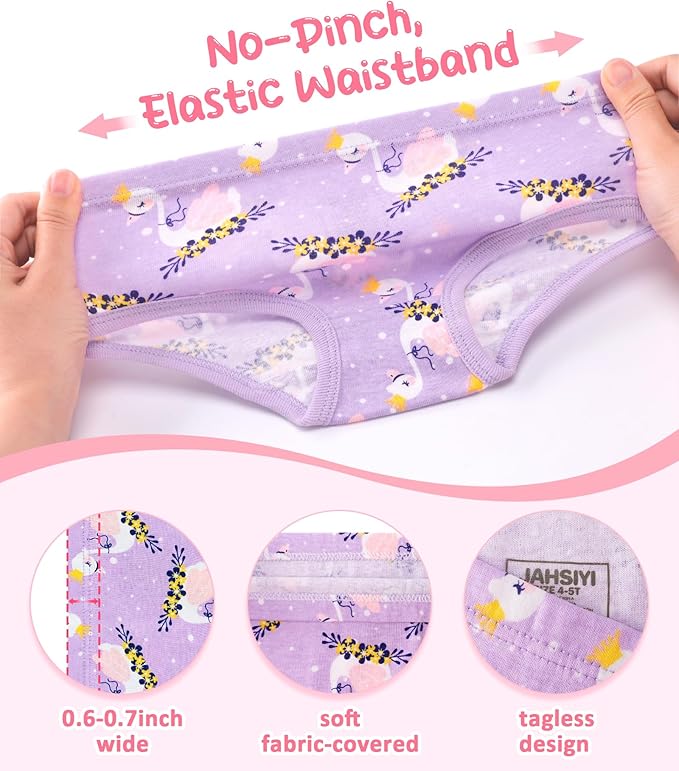 Girls and Toddlers 100% Cotton Underwear Tagless Soft Panties Size 2-3T,4-5T,6,8,10,12 (6-Pack)