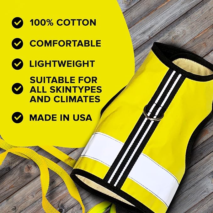 Kitty Holster Reflective Cat Harness – High-Visibility Cat Harness for Travel, Day and Night Walking - Soft Cotton Cat Accessories, Breathable, Secure & Washable, Made in USA - Sunshine Yellow, S to M
