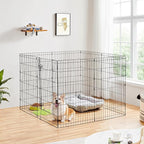 Yaheetech 34" High 8 Panel Foldable Metal Dog Exercise Pen Pet Playpen Dog Fence Outdoor & Indoor Use for Small Animals with Door Black