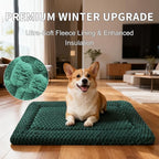 Dog Bed Mat,Reversible & Ultra Soft Kennel Pad-Machine Washable Pet Bed for Dogs & Cats-All-Weather Crate Liner for Crates,Carriers & Travel (Dark Green, 24" L x 18" W x 1.5" Th)