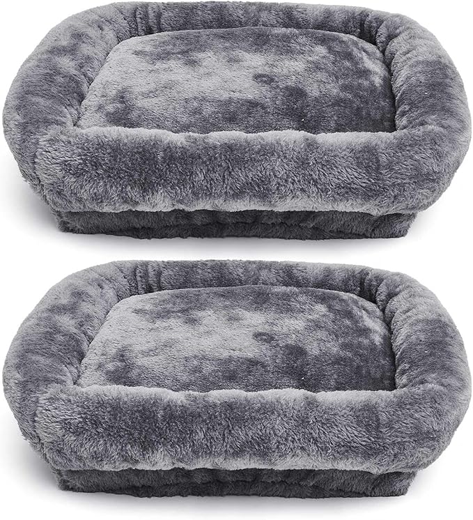 Abbylike 2 Pcs Cat Tree Tower Replacement Parts Grey Bed Cover with Elastic Band Removable Washable Padding for Platform Perch Shelves, Only Cover, Cat Tower Cushions Accessories(15.7 x 15.7 Inch)