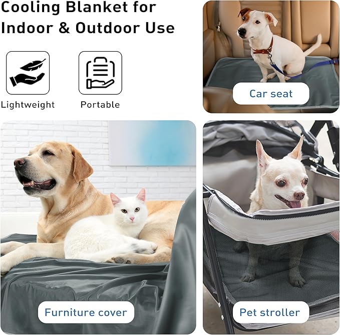Kritter Planet Waterproof Cooling Dog Mat, Soft Pet Blanket for Summer, Lightweight Outdoor Mat, Reversible Furniture Cover, 20 x 30 inch, Grey