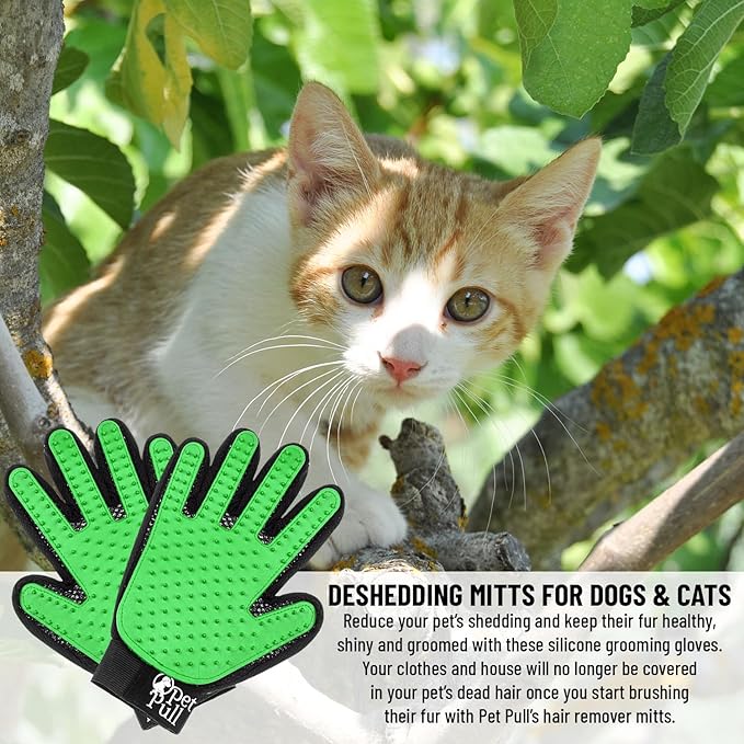 Pet Grooming Gloves with 259 Silicone Tips - Pet Hair Removal Tool Gentle Shedding Dog Washing Gloves - Deshedding Brush Hair Remover Mitts for Dogs & Cats for Long and Short Hair (Green)