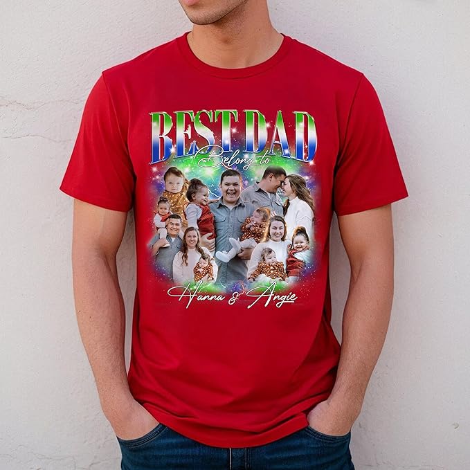 Custom Dad Shirt Personalized Picture T-Shirt for Men for New Dad Daddy Gift for Grandpa