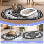 Bienbee Cat Litter Mat, 33" x 22" Large Size Litter Box Mat Rug with Non-Slip Bottom,Urine and Water Proof, Easy to Clean Cat Supplies Essentials for Indoor Kitty Kitten Floor, Black L