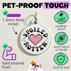 Bad Tags Personalized Dog and Cat ID Tags in 25+ Designs and 2 Sizes - 5 Lines of Custom Engraved Text - Funny Cute Personalized Pet Tags (Spoiled Rotten, Small (1 inch))
