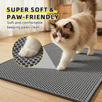 Cat Litter Mat, 30"X24" Large Double Layer Litter Trapping Mat, Waterproof/UrineProof, Easy to Clean Kitty Litter Mats for Floor, Scatter Control(Grey-2Pack)