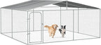 PawHut Outdoor Dog Kennel, Heavy Duty Dog Run Outdoor Fence with Waterproof Cover, Galvanized Chain Link, Secure Lock, for Large Breeds, Chickens, Ducks, 15' x 15' x 7.5'