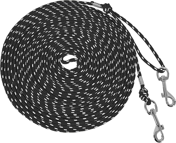 Reflective Cat Leash -30FT Cat Cable Out Escape Proof Walking Yard Long Durable Safe Leash Traning Play Outdoor for Puppies/Kittens/Small Animals(Black)