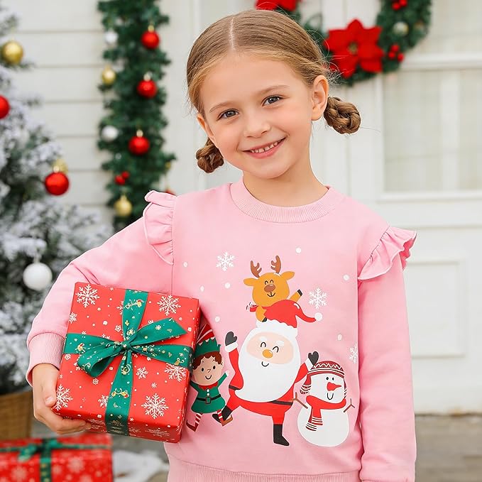 RETSUGO Toddler Baby Girls Sweatshirts Casual Pullover Crewneck Winter Long Sleeve Tops Shirts Clothes 3T-8T
