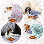 1 Pack 3 Blankets Super Soft Fluffy Premium Fleece Pet Blanket Flannel Paw Printed Throw for Dog Puppy Cat (Small 23x16'', Purple, Pink, Green)