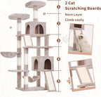 Cat Tree for Indoor Cats, 71'' (180cm) Multi-Level Cat Tower for Large Adult, Sturdy Cat Tree House with 2 Scratching Boards 7 Posts, 2 Plush Perches/Condos, Hammock, Muchroom GCT032MU