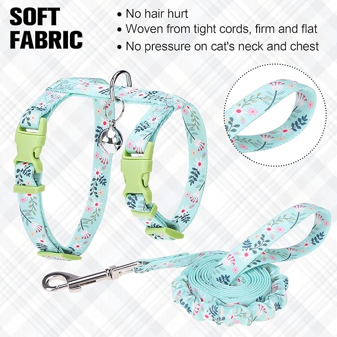 BEAUTYZOO Cat Harness and Leash Set Escape Proof for Walking, Kitten Soft Adjustable Vest Harnesses for Small Medium Large Cats, Easy Control Breathable Plaid Ribbon Nylon for Outdoor Indoor Use