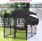 Dog Kennel Outside, 4.5' x 4' x 4' Dog Kennel Outdoor with Roof for Medium Small Dogs, Outdoor Dog Cage Dog Pen with Waterproof & UV-Resistant Cover, 12 Nails for Stablility, 2 Sets