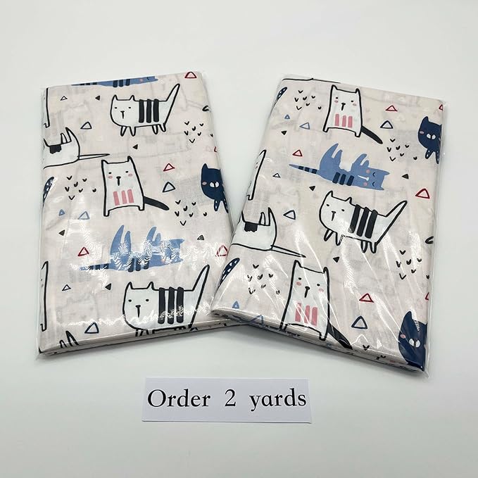 1 Yard (Pre-Cut) 43" x 36" (109cm x 92cm) Premium Floral Cotton Quilting Sewing Fabric, DIY Sewing Patchwork Supplies for Face mask Clothing Handmade Craft&Home Decoration (Cute cat 7)