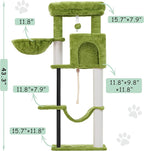 Cat Tree, Cat Tower for Indoor Cats, 43.3 inch Cat Tree Tower with Sturdy Steel Tube, Hammock, Cat Condo for Small Cats and Kittens, Scratching Post, Green GCT004SGR