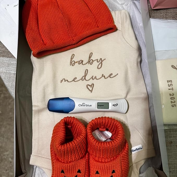 COUPLEHOODIES Personalized Baby Onesie Bodysuit – Custom Embroidery Gift for Pregnancy Reveal Baby Shower or First Grandchild