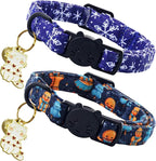 Elegant little tail 2 Pack Cat Collar- Christmas Cat Collars Breakaway with Bell Pendant Wedding Kitten Boy Girl Safety Adjustable 7-12 Inch Collar for Small Cats Puppy