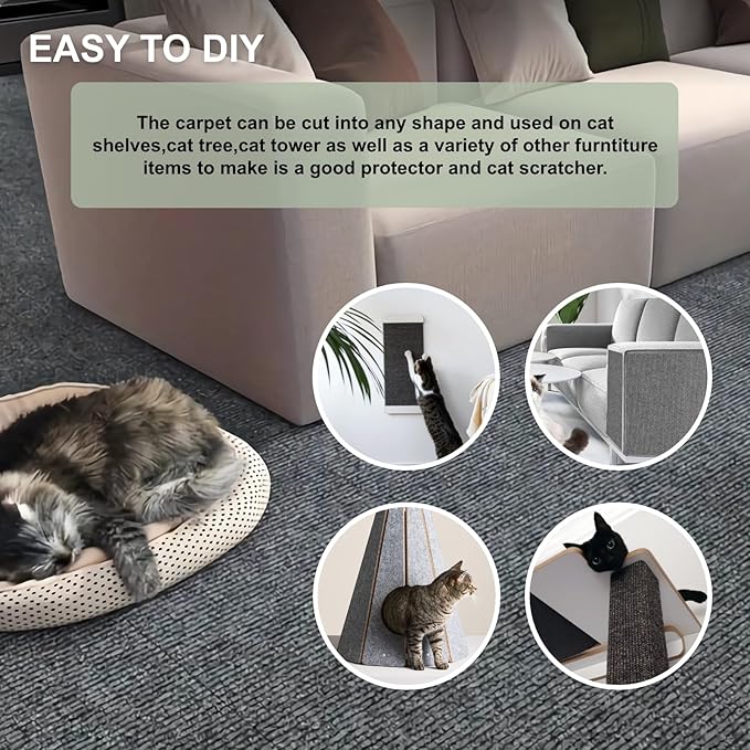 Cat Scratch Couch Furniture Protector, Adhesive Cat Scratch Pad Deterrent for Furniture, DIY Climbing Cat Scratcher Couch Protector from Cat Claws Scratching for Indoor (Navy,78.7x15.8In)