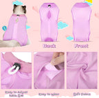 Nuanchu 3 Pieces Cat Recovery Suit Kitten Recovery Suit E-Collar Alternative for Cats and Dogs Abdominal Skin Anti Licking Pajama Clothes Sets(Medium,Simple Style,Yellow Green Pink)