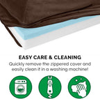 Furhaven Cooling Gel Dog Bed for Large Dogs w/ Removable Bolsters & Washable Cover, For Dogs Up to 125 lbs - Plush & Velvet L Shaped Chaise - Sable Brown, Jumbo Plus/XXL