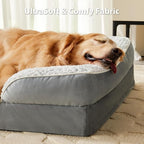 Orthopedic Dog Beds for Large Dogs,Waterproof Dog Bed, Egg Crate Foam Bed for Large Dogs, Big Pet Bed with Washable Removable Waterproof Pillow Cover and Anti-Slip Bottom, Grey
