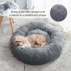 WESTERN HOME WH Calming Dog & Cat Donut Cuddler, Anti-Anxiety Warming Cozy Soft Round Bed, Fluffy Faux Fur Plush Cushion for Small Medium Dogs and Cats (20"/24"/27"/30")