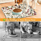 Butterfly Flower Dog Food Mat,Vintage Berry Absorbent Pet Feeding Mat for Food and Water Bowl,Quick Dry Dog Placemat Non Slip Rubber Backing Waterproof Pet Supplies 16" x 24"