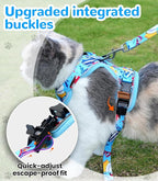 Halypet Cat Harness and Leash Set for Walking, Escape Proof Adjustable Vest Harness with 3-in-1 Integrated Buckles, Easy Control Soft Breathable Mesh with Reflective Strips for Cats, XS, Azure Blue