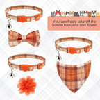 Breakaway Cat Collars with Bell & Cute Pendants - 3 Pack Adjustable Safety Kitten Collars - Decoration for Girl Boy Cats Puppy and Small Pets (Style C - Fall)