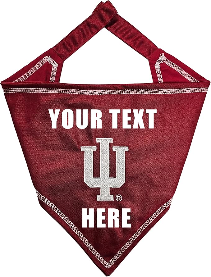 Pets First NCAA Indiana Hoosiers Personalized Tie Around Bandana for Dogs & Cats, Size Large/X-Large. Custom Dog Bandana Scarf Bib for Pet Cat Dog. The Ultimate Game-Day & Party Customizable Bandana