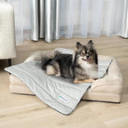 PetAmi Cooling Mat for Dog, Premium Pet Cooling Blanket for Crate Kennel, Indoor Cat Cool Sleeping Pad, Q-MAX Cold Sofa Couch Cover for Summer, Gray/Light Grey, Medium (29x40)