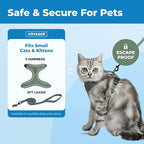 Voyager Escape-Proof Step-in Lock Cat Harness & 5ft Neoprene-Handle Leash Set All-Weather Mesh with Reflective Stitching for Small to Large Cats by Best Pet Supplies, Moss Green (327), S