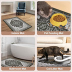 Glittme Cat Litter Mat with Non-Slip Bottom Litter Box Mat 40"X30" Litter Trapping Mat Easy to Clean Washable Cat Food Mat for Kitty,XL