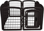 Amazon Basics 8-Panel Octagonal Plastic Pet Pen Fence Enclosure With Gate, 59 x 58 x 28 Inches, Black