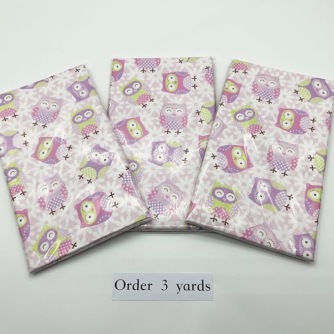 1 Yard (Pre-Cut) 43" x 36" (109cm x 92cm) Premium Floral Cotton Quilting Sewing Fabric, DIY Sewing Patchwork Supplies for Face mask Clothing Handmade Craft&Home Decoration (Owl)