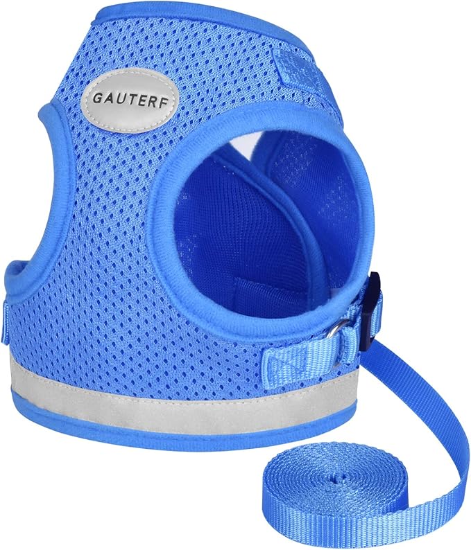 Cat Harnesses and Puppy Harness with Leashes Set, Escape Proof Cat Harness, Adjustable Reflective Soft Mesh Vest Fit Puppy Kitten Rabbit Ferrets's Outdoor Harness